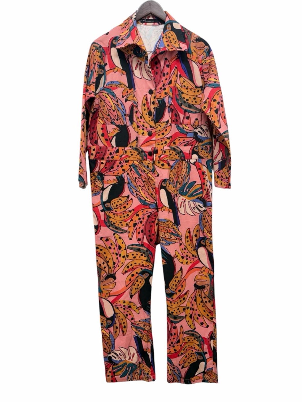 Meg Toucan Jumpsuit Size Large Pink Combo